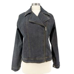 Women's ISDA & CO. Navy Denim Moto Jacket L